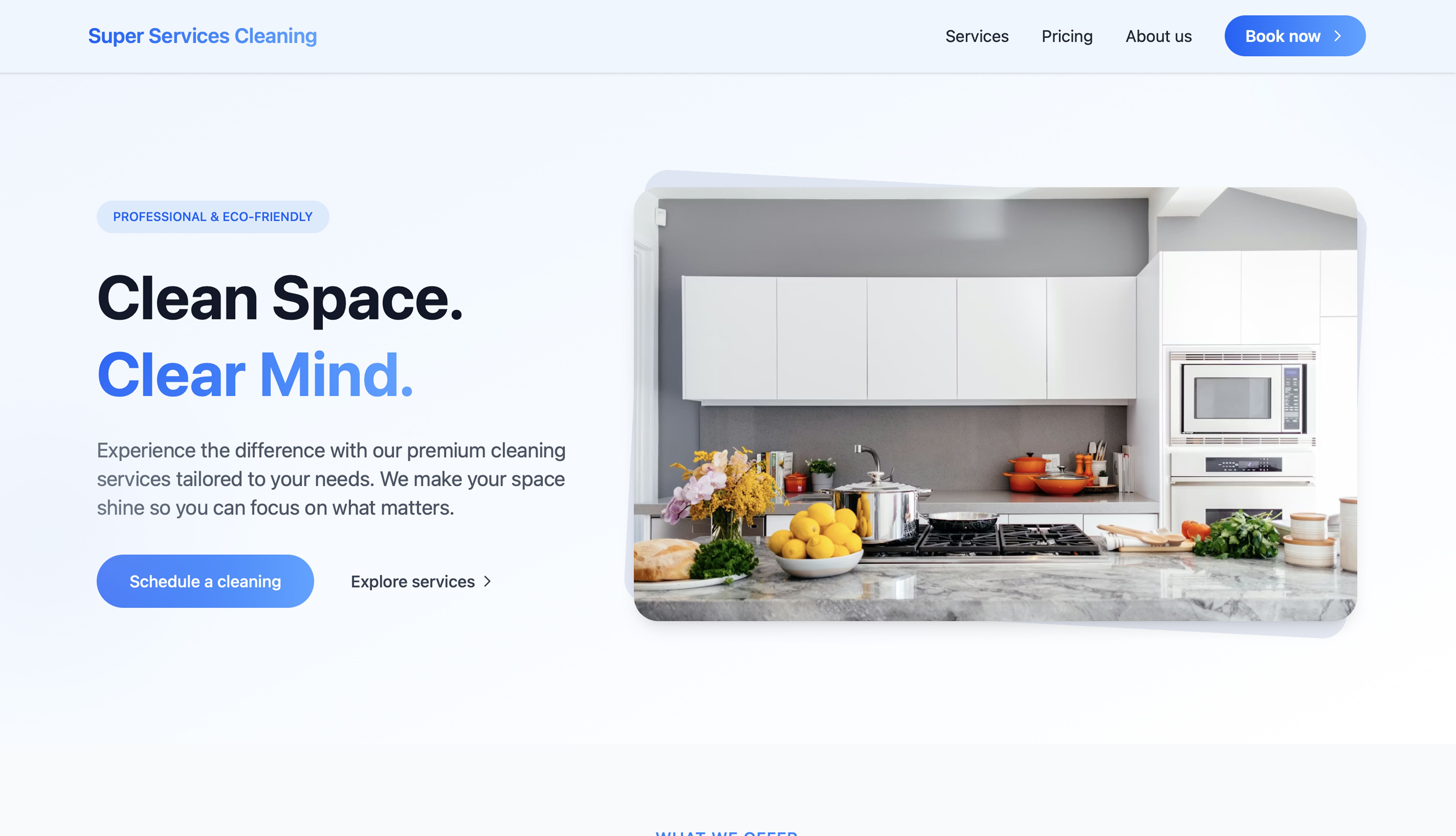 Website design and development for a cleaning company